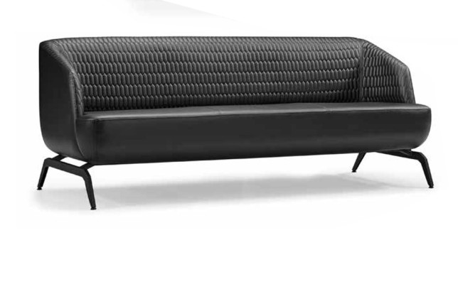 Schwarz-Weiße Couchgarnitur Luxuruiöse 2x Dreisitzer Ledersessel 3tlg