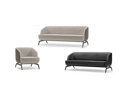 Schwarz-Weiße Couchgarnitur Luxuruiöse 2x Dreisitzer Ledersessel 3tlg