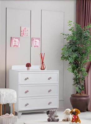 Modern Kinderzimmer Set Weiß Kleiderschrank luxus Kommode Helles 2tlg Neu