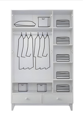 Modern Kinderzimmer Set Weiß Kleiderschrank luxus Kommode Helles 2tlg Neu