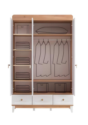 Luxus Kinderzimmer Set Garnitur  Kleiderschrank Weiß Modern Holz Kommode