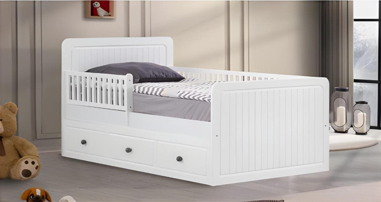 Modern Kinderbett Weiß Bett Kinderzimmer Kinderzimmermöbel Helles Holz