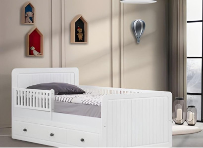Modern Kinderbett Weiß Bett Kinderzimmer Kinderzimmermöbel Helles Holz