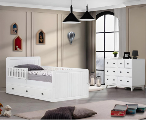 Komplette Bett Kindermöbel Kinderbett Kinderzimmer Holz Mehrfarbig Set