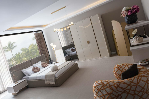 Hellgrauer Kleiderschrank Designer Schlafzimmer Schränke Luxus Holzmöbel