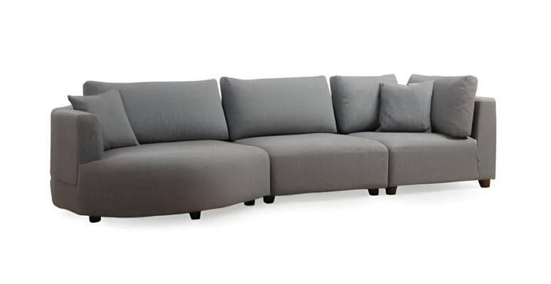 Modernes Ecksofa Graue L-Form Wohnzimmer Couch Polster Möbel Holzgestell