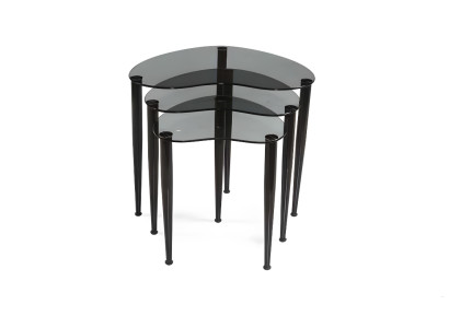 Elegantes Schwarzes Couchtisch Set Moderne Wohnzimmer Hartglas Tische
