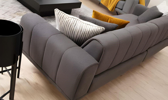 Wohnzimmer Set 3tlg 4-Sitzer 3-Sitzer Sessel mit Kissen Grau Einfarbig