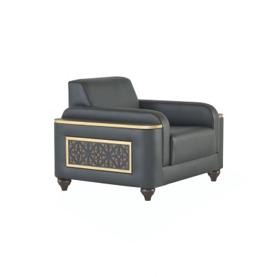 Sofa-Set 3tlg 3-Sitzer 2x Sessel Schwarz Farbe Wohnzimmer Arbeitszimmer