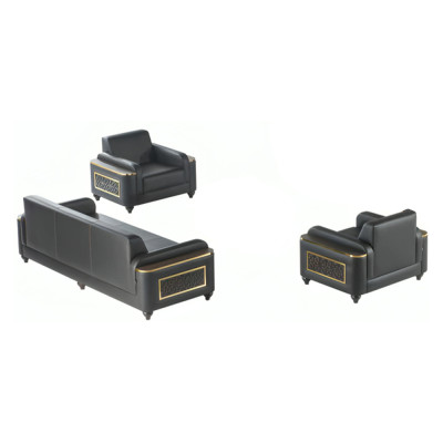 Sofa-Set 3tlg 3-Sitzer 2x Sessel Schwarz Farbe Wohnzimmer Arbeitszimmer