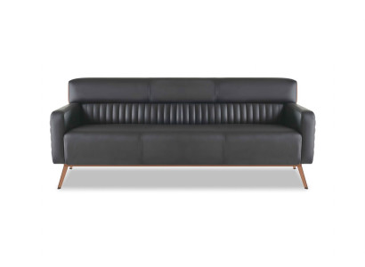 Arbeitszimmer 3-Sitzer Sofa Schwarz Einfarbig Modern Design Wohnzimmer