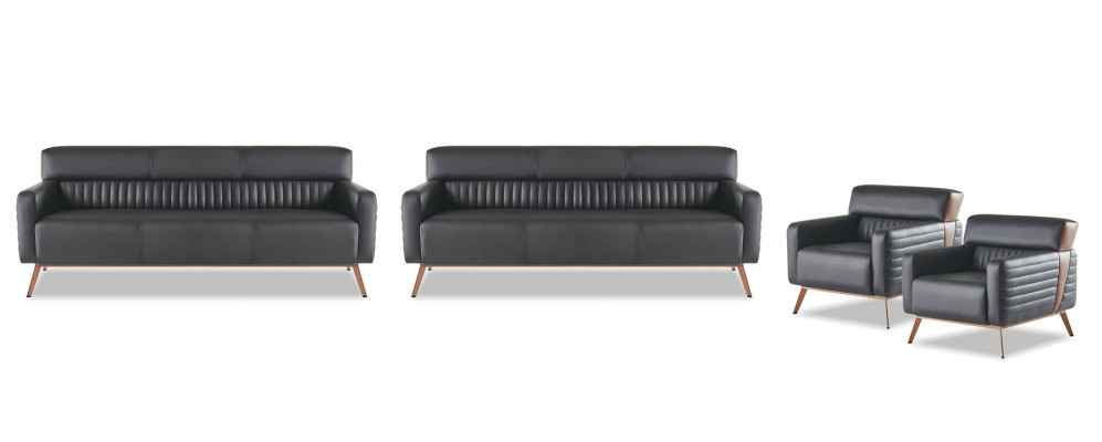 Sofas 3-Sitzer Sessel Arbetiszimmer-Set 4tlg Schwarz Modern Einfarbig