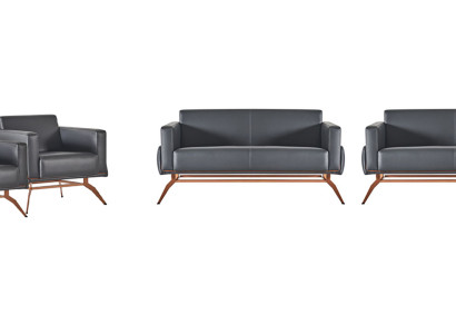 Sofas 4tlg Arbeitszimmer Set 2-Sitzer Sessel Grau Einfarbig Wohnzimmer