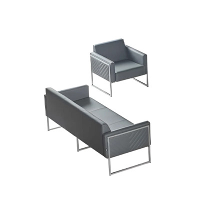 Arbeitszimmer Set 2tlg 3-Sitzer mit Sessel Grau Einfarbig Modern Design
