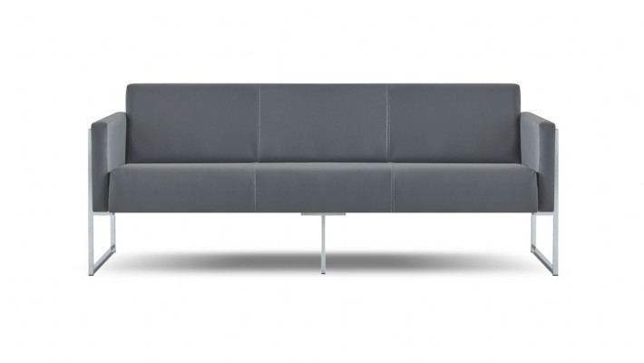 Arbetiszimmer-Set 3tlg 3-Sitzer mit 2x Sessel Grau Einfarbig Modern Stil