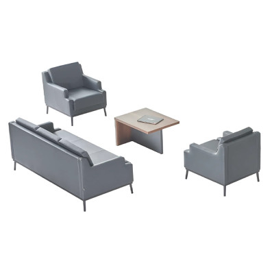 Arbeitszimmer-Set 4tlg 3-Sitzer 2x Sessel Couchtisch Dunkelgrau Braun