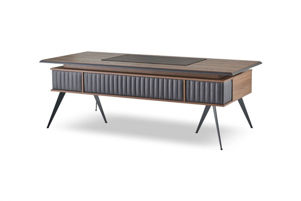 Arbeitszimmer-Set 2tlg Bürotisch Sideboard Stauraum Braun Einfarbig
