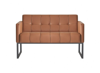 Sofa 2-Sitzer Braun Einfarbig Modern Design Arbeitszimmer Wohnzimmer