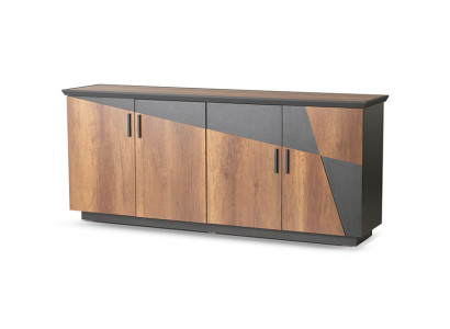 Sideboard Aktenschrank mit 4 Türen Braun / Grau Zweifarbig Modern Stil