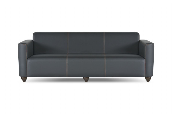 Arbeitszimmer-Set 3tlg 3-Sitzer mit 2x Sessel Schwarz Wohnzimmer Modern