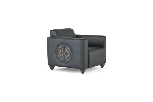 Arbeitszimmer-Set 3tlg 3-Sitzer mit 2x Sessel Schwarz Wohnzimmer Modern