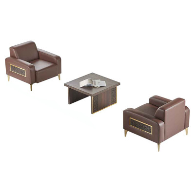 Arbeitszimmer-Set 3tlg 2x Sessel Couchtisch Braun Einfarbig Wohnzimmer