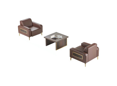 Arbeitszimmer-Set 3tlg 2x Sessel Couchtisch Braun Einfarbig Wohnzimmer