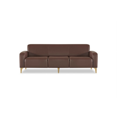 Arbeitszimmer-Set 3tlg 3-Sitzer mit 2x Sessel Braun Einfarbig Wohnzimmer