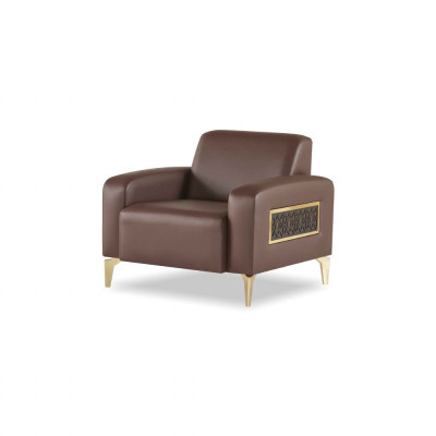 Arbeitszimmer-Set 3tlg 3-Sitzer mit 2x Sessel Braun Einfarbig Wohnzimmer