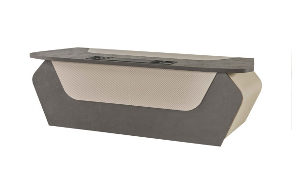 Bürotisch Grau Zweifarbig Modern Rechteckig Design Stil Arbeitszimmer