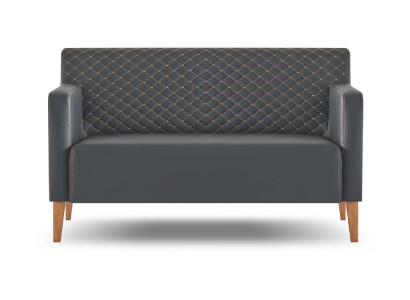 Sofa 2-Sitzer Arbeitszimmer Schwarz Einfarbig Modern Design Wohnzimmer