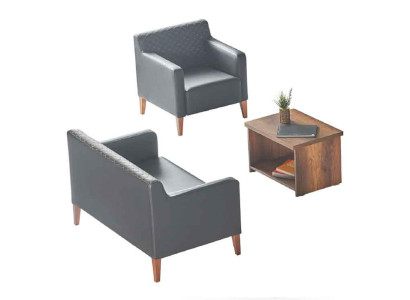 Arbeitszimmer-Set 3tlg 2-Sitzer Sessel Couchtisch Schwarz Braun Modern