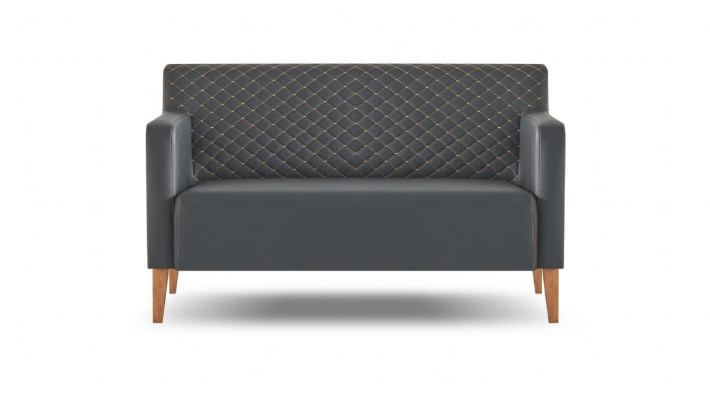Arbeitszimmer-Set 3tlg 2-Sitzer 2x Sessel Schwarz Einfarbig Wohnzimmer