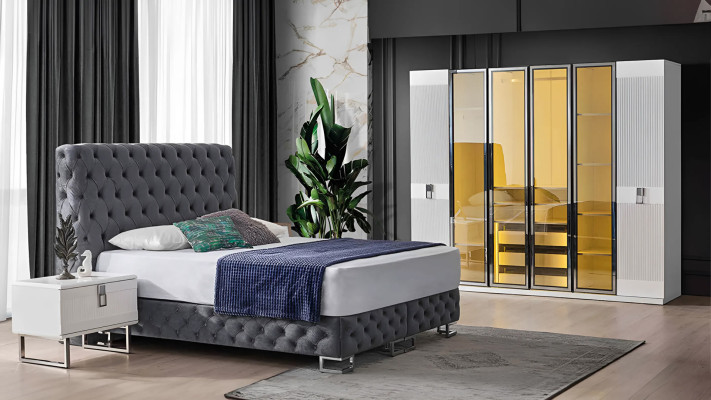 Weißer Edler Nachttisch Schlafzimmer Designer Nachtkästchen Holz Möbel