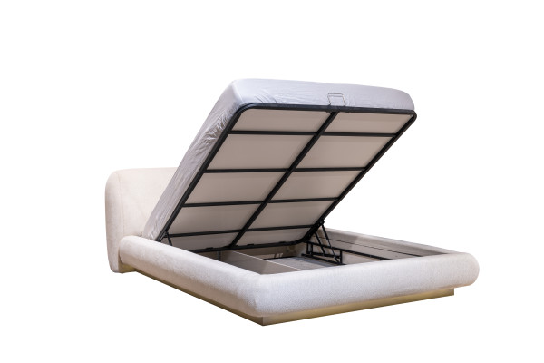 Modernes Weißes Polsterbett Textilbett Doppelbett Luxus Schlafzimmermöbel