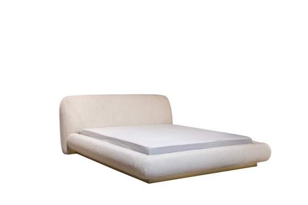 Modernes Weißes Polsterbett Textilbett Doppelbett Luxus Schlafzimmermöbel