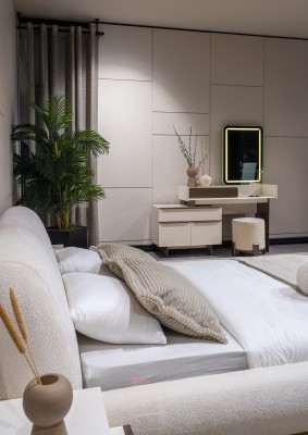 Moderne Schlafzimmer Möbel Edler Kosmetiktisch Polster Hocker Spiegel