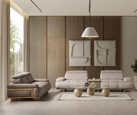 Hellgraue Polstergarnitur Wohnzimmer Designer Couchen 2x Textilsofas