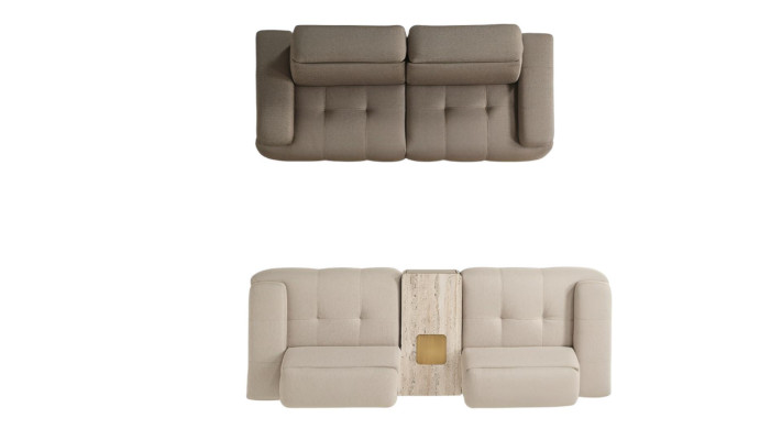 Hellgraue Polstergarnitur Wohnzimmer Designer Couchen 2x Textilsofas