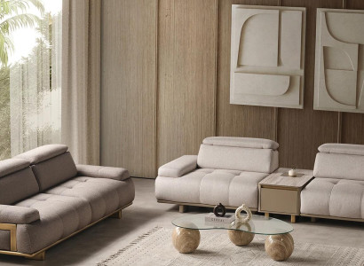 Hellgraue Polstergarnitur Wohnzimmer Designer Couchen 2x Textilsofas