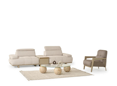 Hellgraue Wohnzimmer Designer Sofas Viersitzer Polster Sessel 2tlg Set