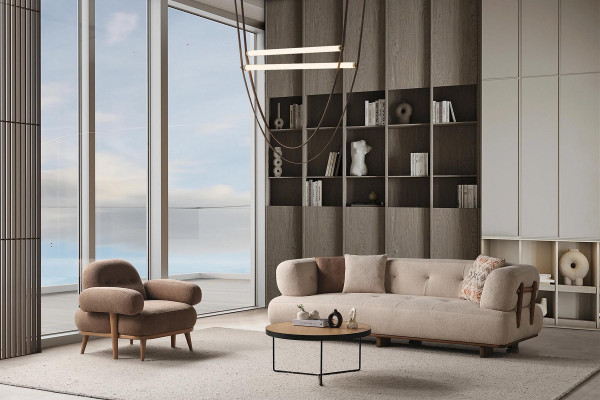 Exklusive Beige Wohnzimmer Sitzgarnitur Wohnzimmer Sofas Einzelsessel