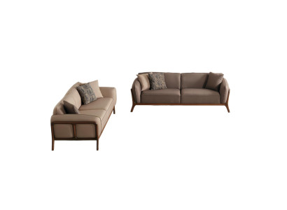 Stilvolle Beige Dreisitzer Garnitur Wohnzimmer Polstercouchen Sitzmöbel
