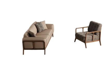 Beige Stillvolle Dreisitzer Couch Wohnzimmer Sitzmöbel Polster Sessel