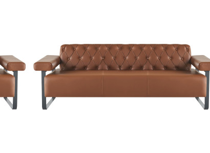 Komplett Braun Ledersofas Edelstahl 3-Sitzer 2-Sitzer Sofa Chesterfield