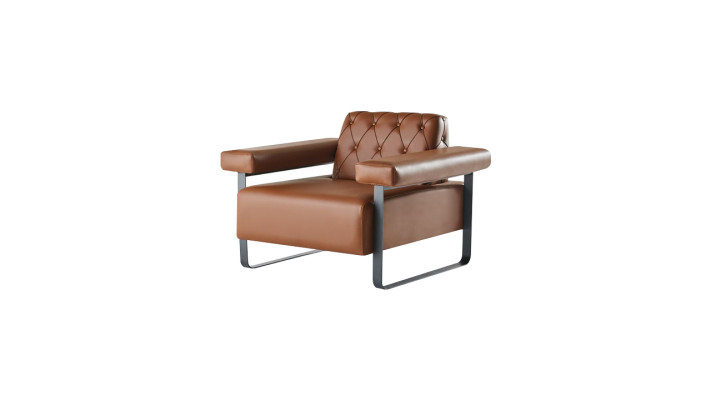 Sofagarnituren 3-Sitzer 2x Sessel Edelstahl Chesterfield Design Braun