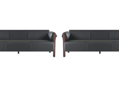 Sofas 3-Sitzer Ledersofas Sofagarnituren Schwarz Modern Sofa-Set Holz