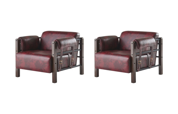 Leder Sessel Bordeaux Ledersessel Modern 1-Sitzer Set Weiche Armlehnen
