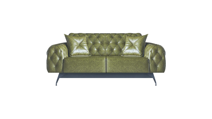 Sofa-Set 2-Sitzer Ledesofas Grün Chesterfield Klassisch Kissen Polster