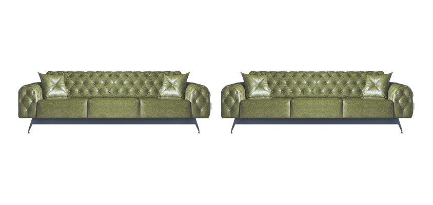 Sofagarnituren Chesterfield Sofa-Set 3-Sitzer Sofas Grün Klasssich Kissen